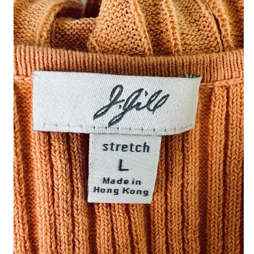 J. Jill Orange Ribbed Ruffle Edge Tee Top Blouse Large - Picture 16 of 16